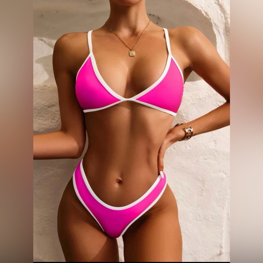 Bright pink two piece bikini